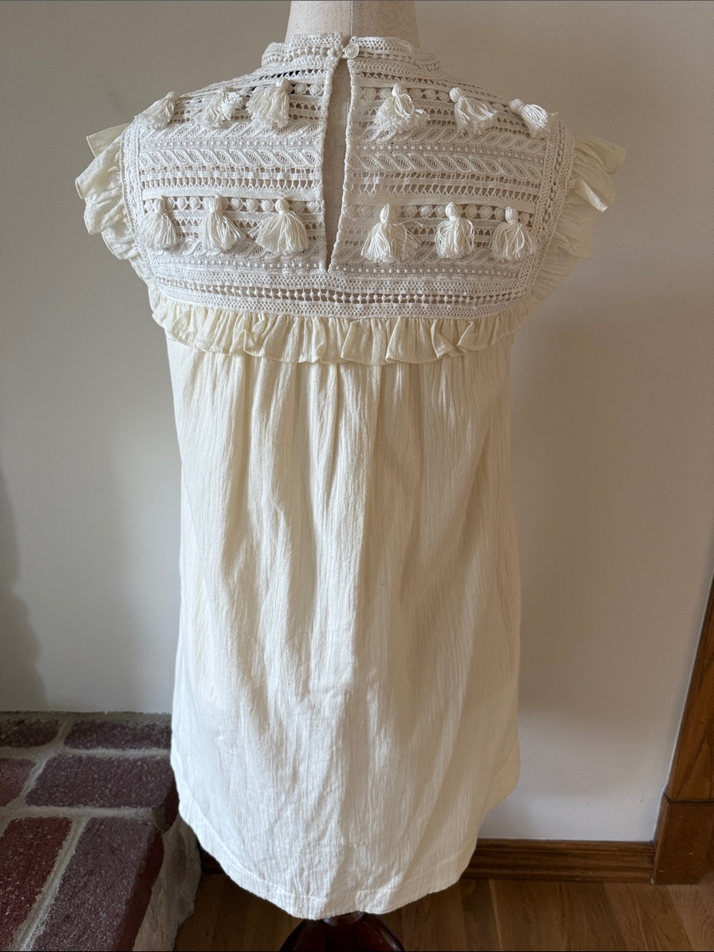 Sea New York Cream Crochet Tassel Ruffle Mini Dress - Picture 5 of 11